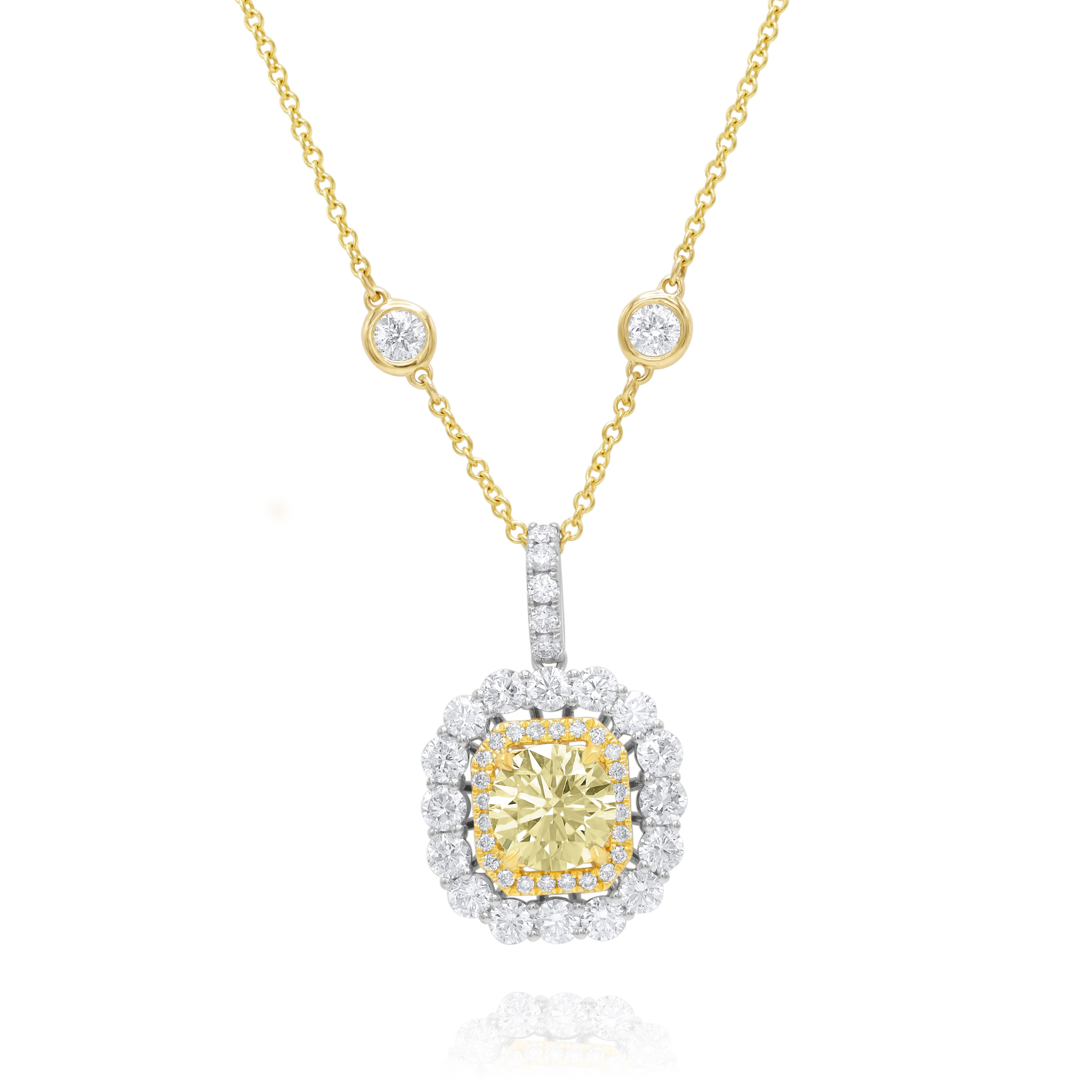3.96ct Fancy Yellow Oval Diamond By the Yard Necklace