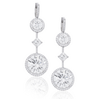 30.95cts Round Diamond Halo Drop Earrings