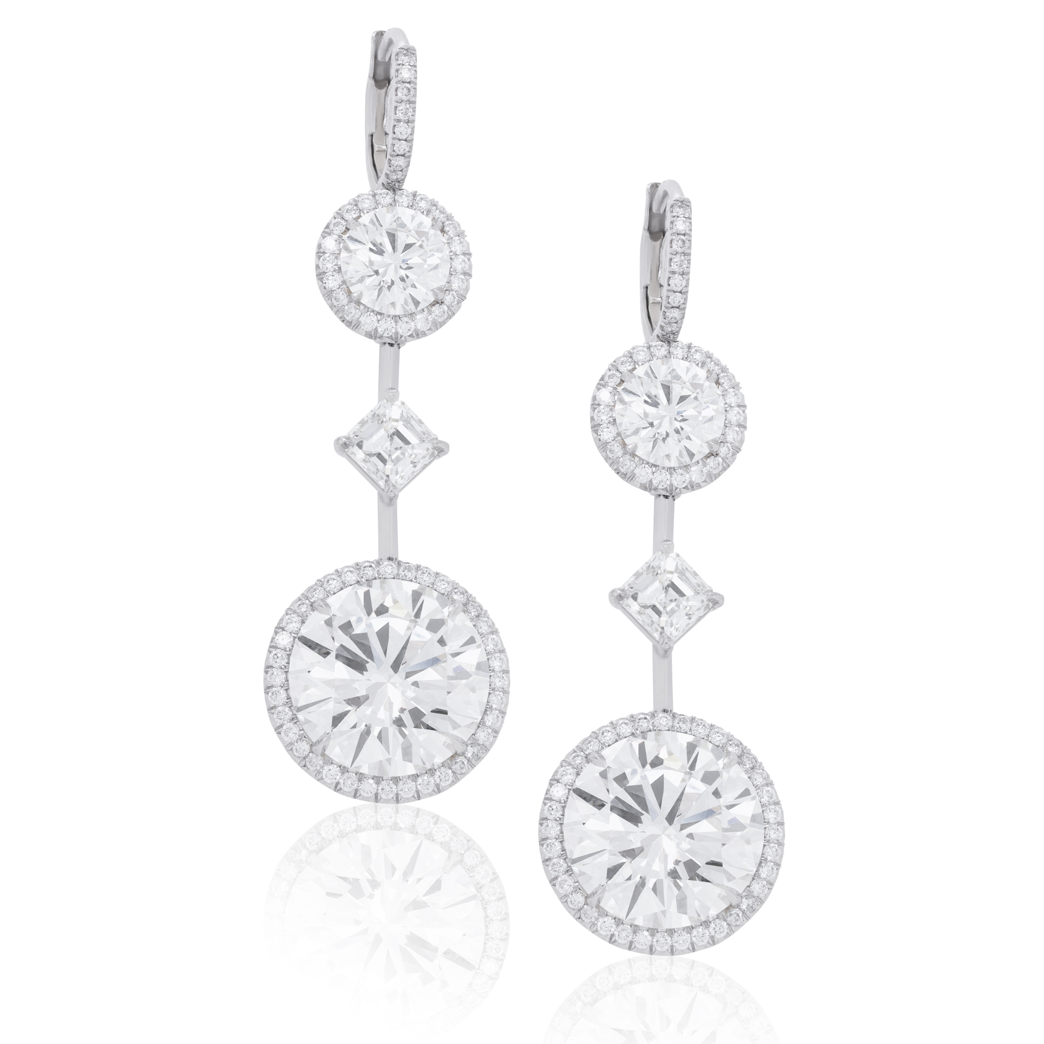 30.95cts Round Diamond Halo Drop Earrings