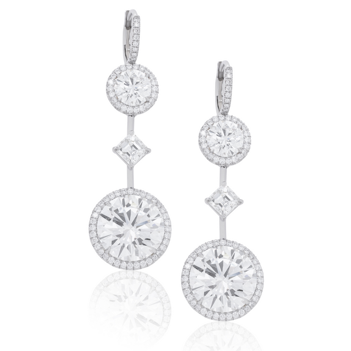 30.95cts Round Diamond Halo Drop Earrings