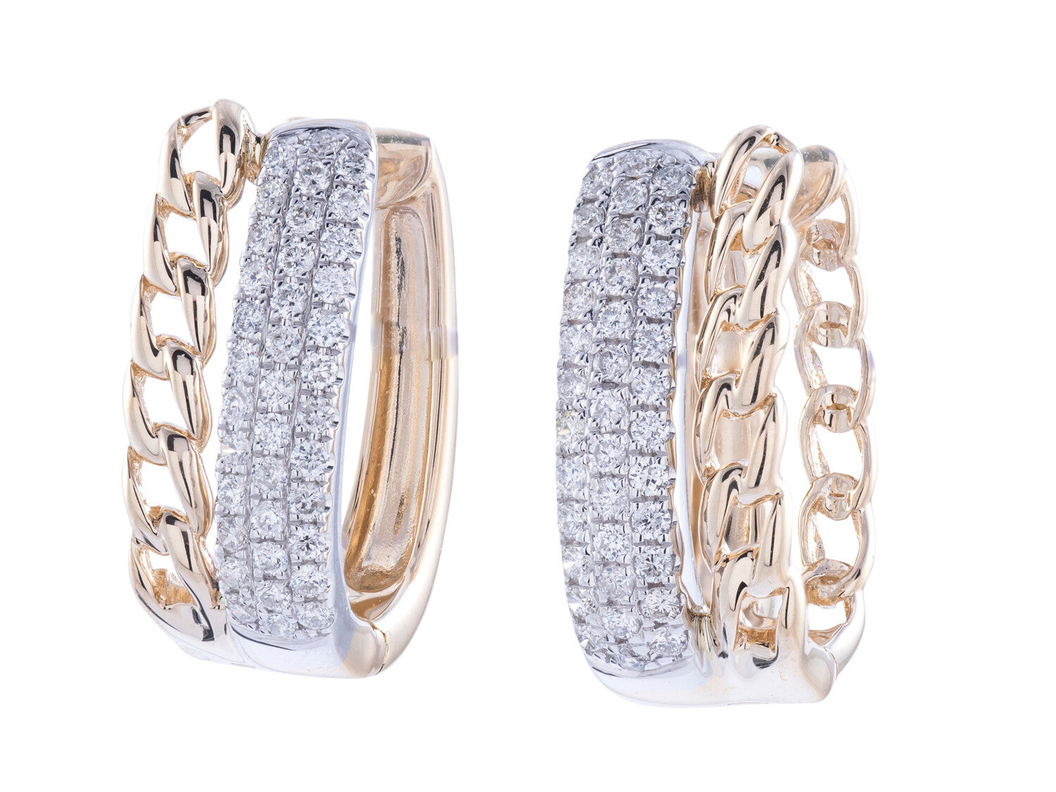 Diamond Earrings - 14 KT White and Yellow Gold