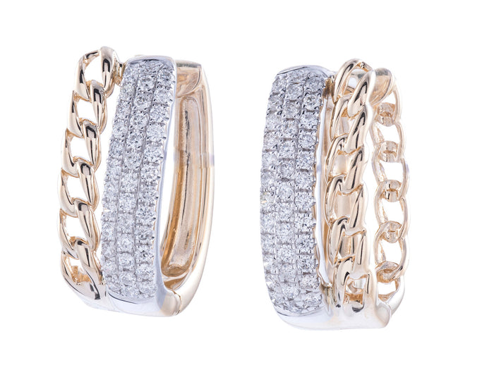 Diamond Earrings - 14 KT White and Yellow Gold