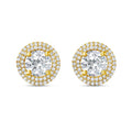 Lab-Grown Round Diamond Double Halo Earrings