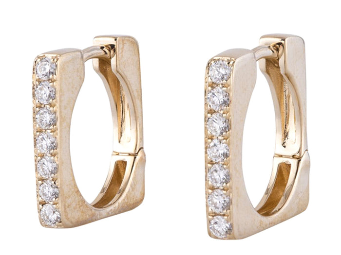 Diamond Earrings - 14 KT Yellow Gold