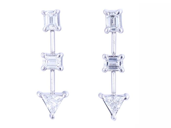 Diamond Earrings - 18 KT White Gold