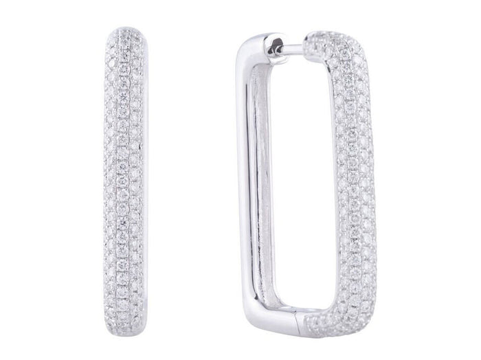 Diamond Hoop Earrings - 14 KT White Gold
