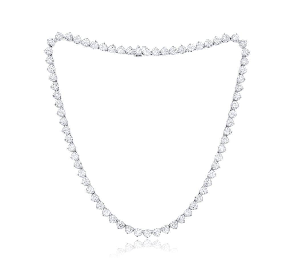36.56cts Platinum 3 Prong Diamond Tennis Necklace