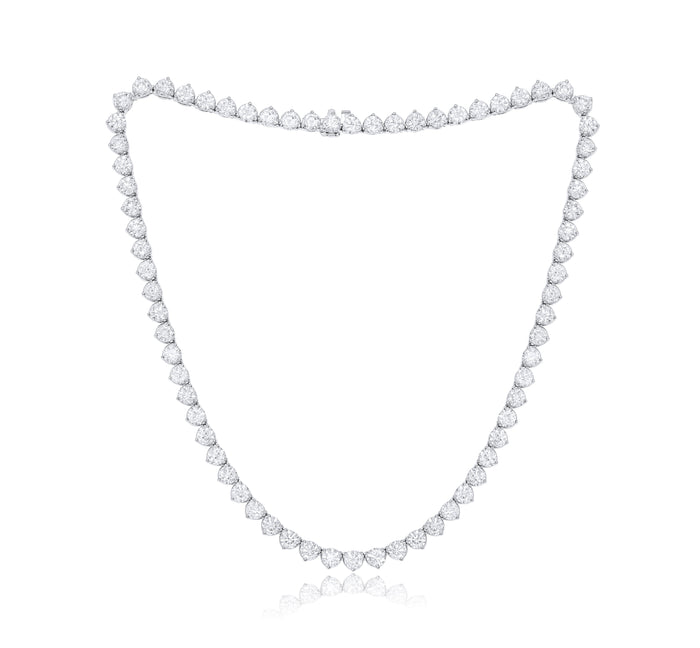 36.56cts Platinum 3 Prong Diamond Tennis Necklace