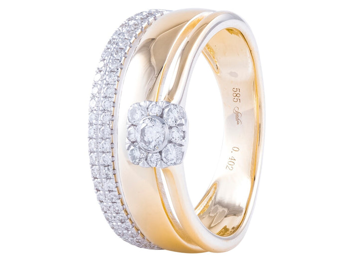 Diamond Ring - 14 KT White & Yellow Gold
