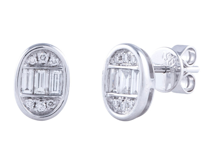 Diamond Earrings - 14 KT White Gold