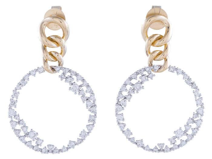 Diamond Earrings - 14 KT White & Yellow Gold