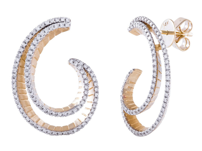 Diamond Earrings - 14 KT Yellow Gold