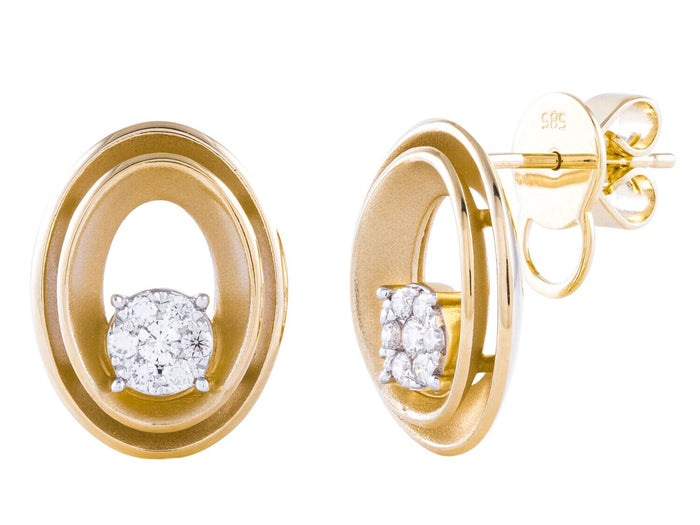 Diamond Earrings - 14 KT Yellow Gold