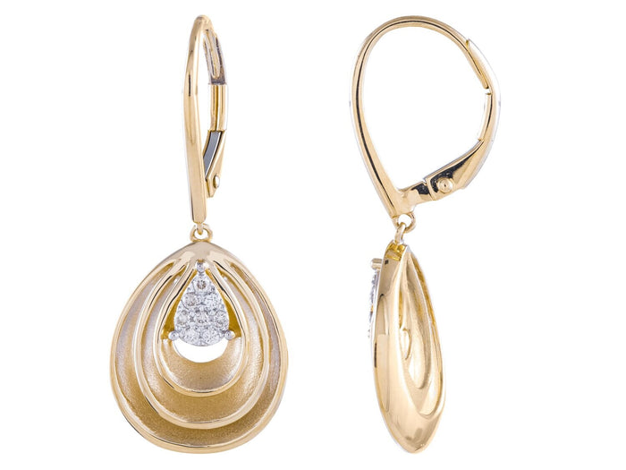 Diamond Earrings - 14 KT Yellow Gold