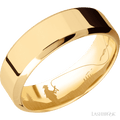 7 mm wide High Bevel 14K Yellow Gold band.