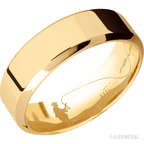 7 mm wide High Bevel 14K Yellow Gold band.
