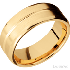 8 mm wide Beveled with Center Accent Groove 14K Yellow Gold band.