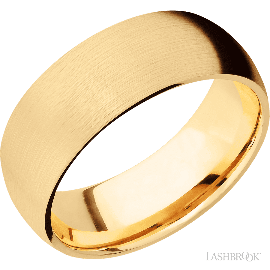 8 mm wide Domed 14K Yellow Gold band.