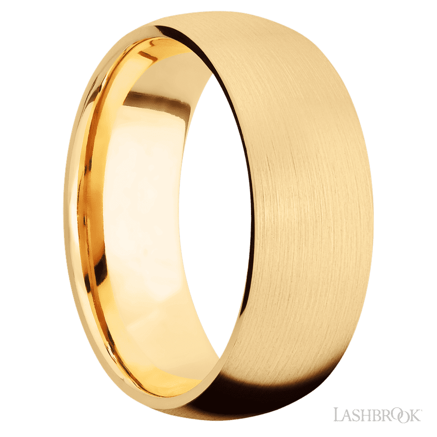 8 mm wide Domed 14K Yellow Gold band.