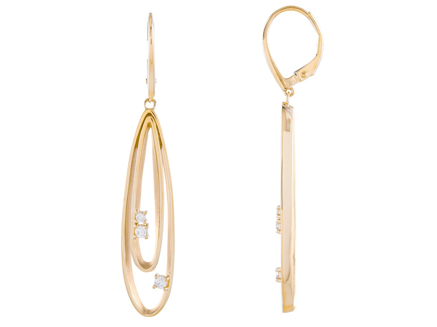 Diamond Earrings - 14 KT Yellow Gold