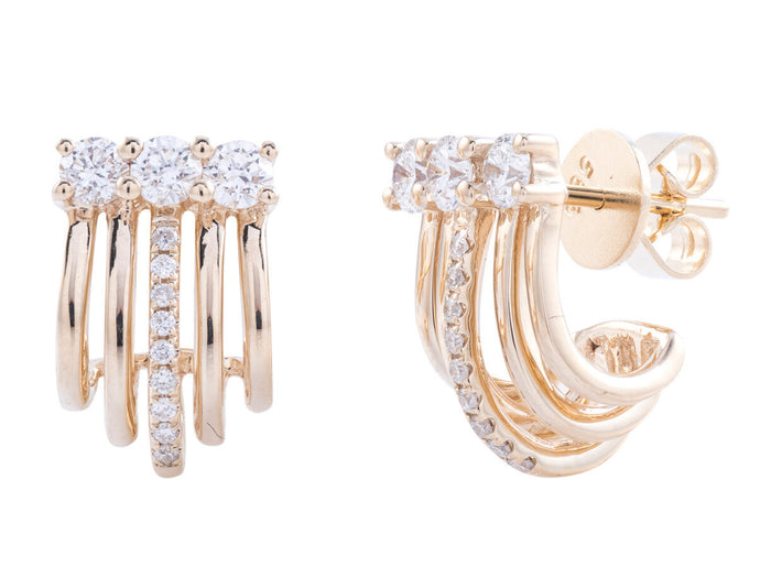 Diamond Earrings - 14 KT Yellow Gold