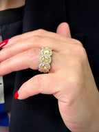 Two Tone Gold Yellow Oval Diamond Eternity Band