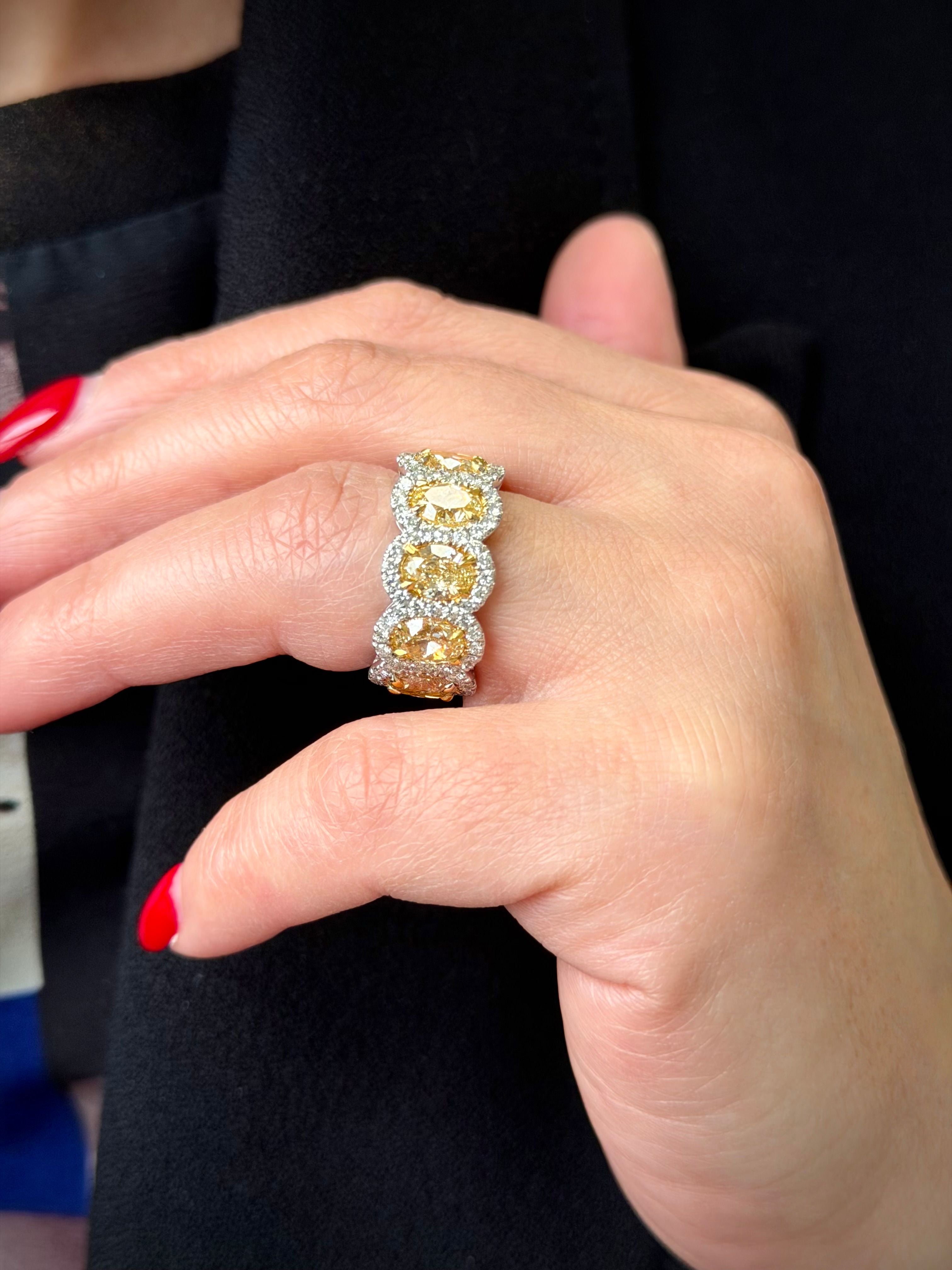 Two Tone Gold Yellow Oval Diamond Eternity Band