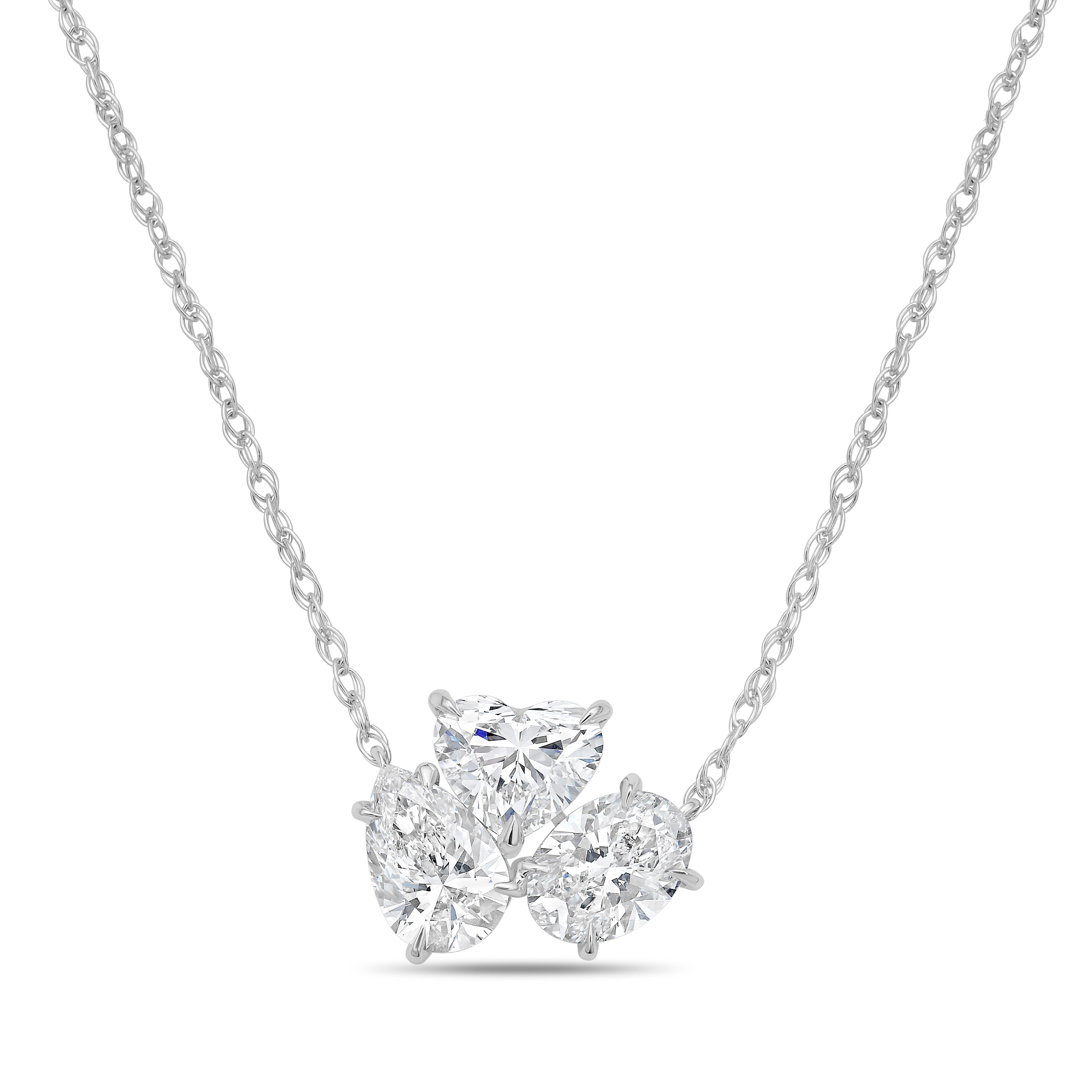 Multi-Shape Lab Grown Three Diamond Pendant