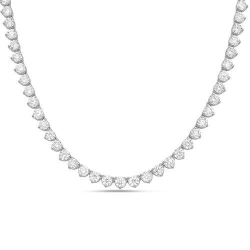 Lab-Grown Round Diamond Tennis Necklace, 3-Prong