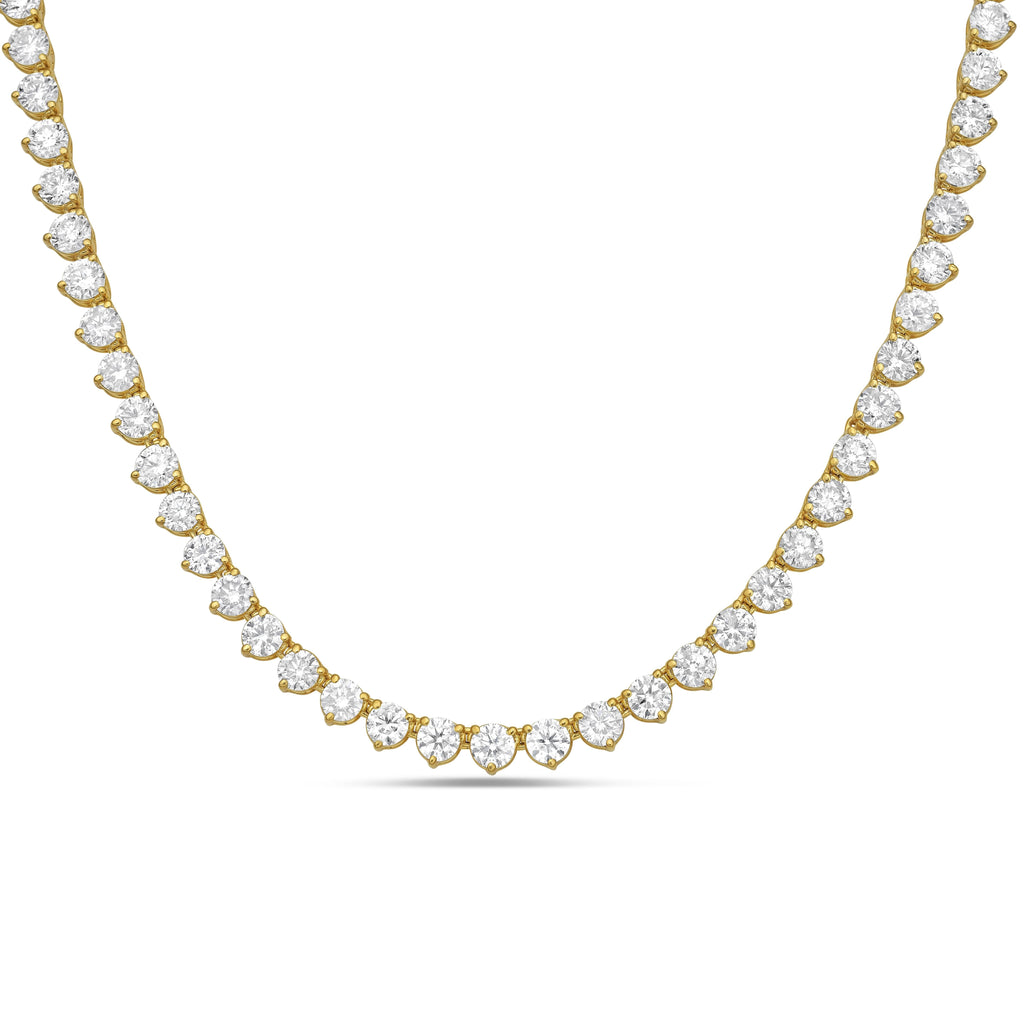 Lab-Grown Round Diamond Tennis Necklace, 3-Prong