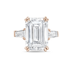 Lab-Grown Emerald-Cut Three-Stone Engagement Ring with Baguettes
