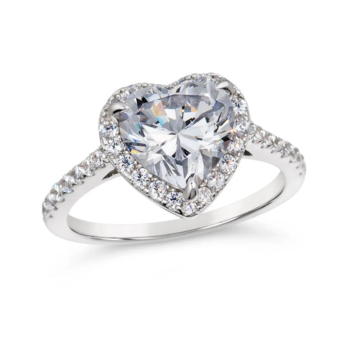 3ct White Diamond Heart Ring