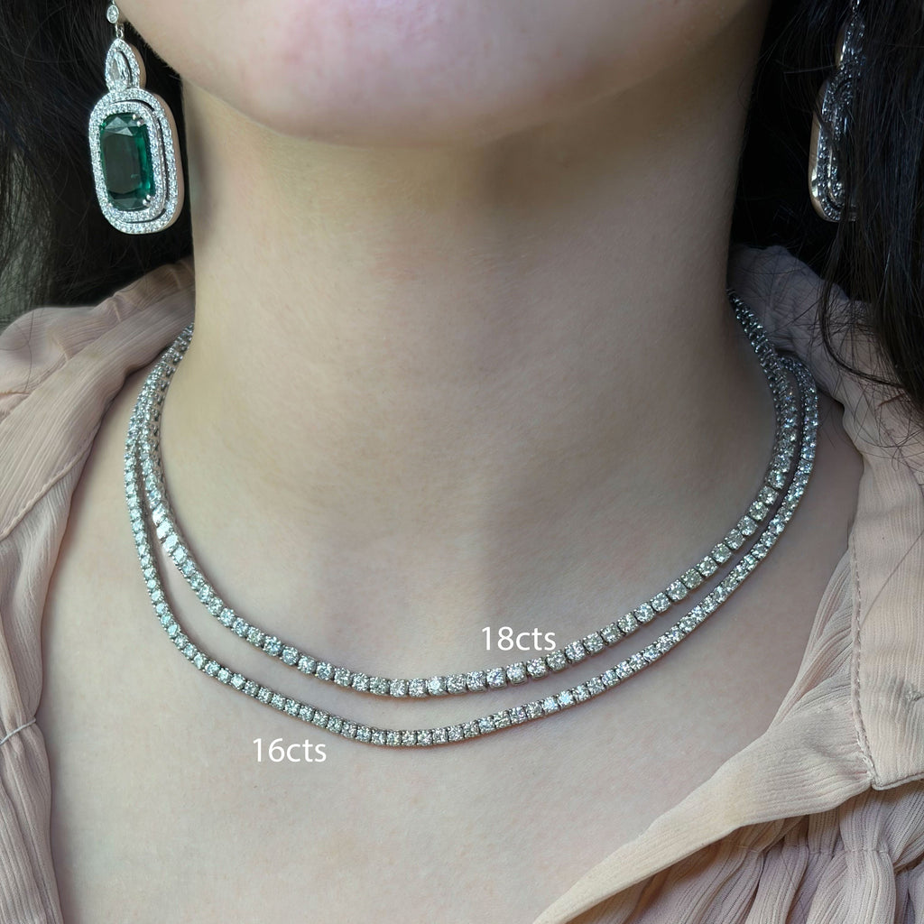 4 Prong Round Diamond Tennis Necklace