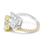 Toi et Moi Princess and Cushion Diamond Ring, 18k White and Yellow Gold