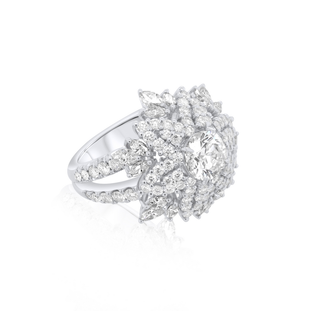 Platinum Snowflake Diamond Ring