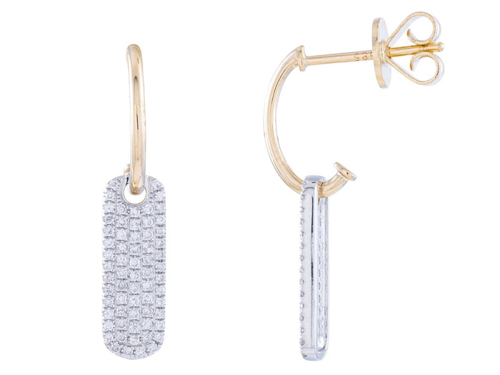 Diamond Earrings - 14 KT White and Yellow Gold