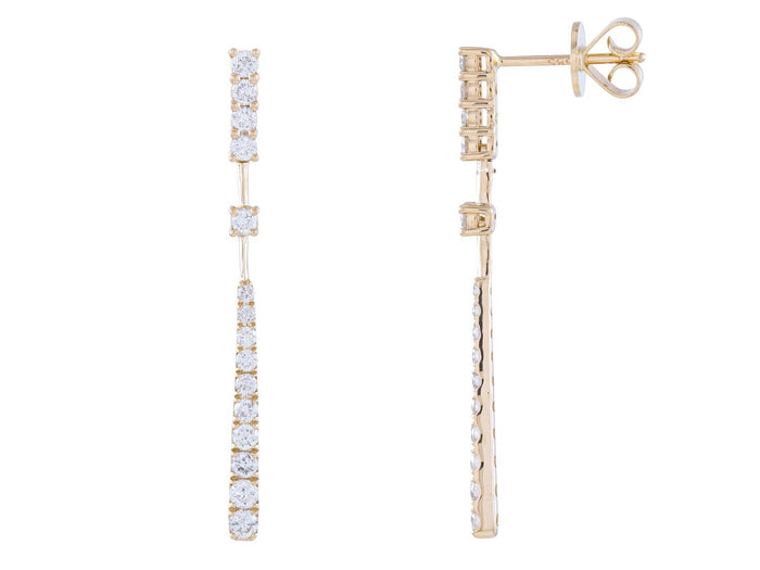 Diamond Earrings - 14 KT Yellow Gold