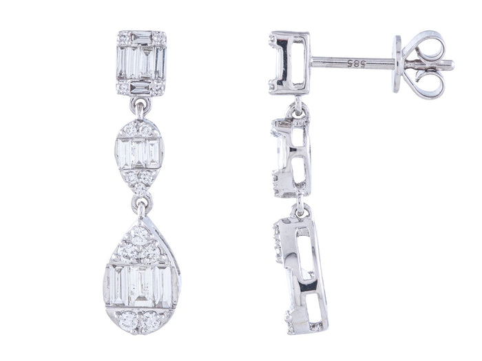 Diamond Earrings - 14 KT White Gold