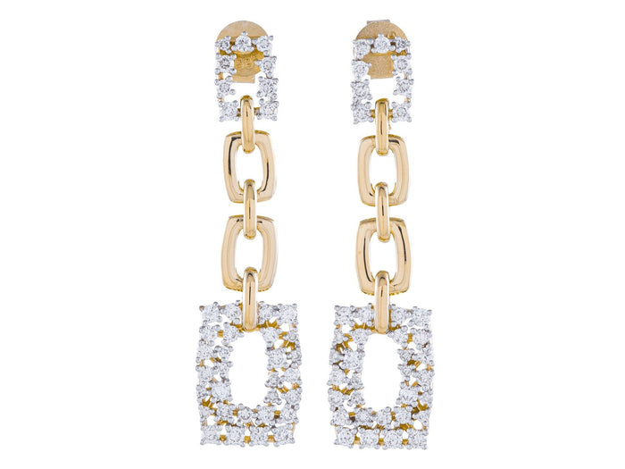 Diamond Earrings - 14 KT Yellow Gold