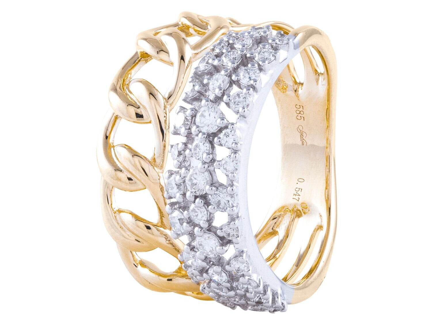 Diamond Ring - 14 KT White & Yellow Gold