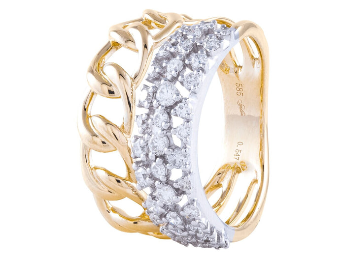 Diamond Ring - 14 KT White & Yellow Gold