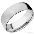 8 mm wide/Domed/14K White Gold band with  two 1 mm Sidebraid inlays of 14K White Gold and featuring a 3 Row Eternity arrangement of .015 carat Round Diamond stones in a Bead Channel setting