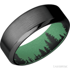 8 mm wide High Bevel Zirconium band featuring a Squatch sleeve.