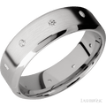 7 mm wide/High Bevel/14K White Gold band with a 9X Even arrangement of .03 carat Round Diamond stones in a Flush setting.