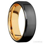 7 mm wide Beveled Zirconium band featuring a 14K Yellow Gold sleeve.