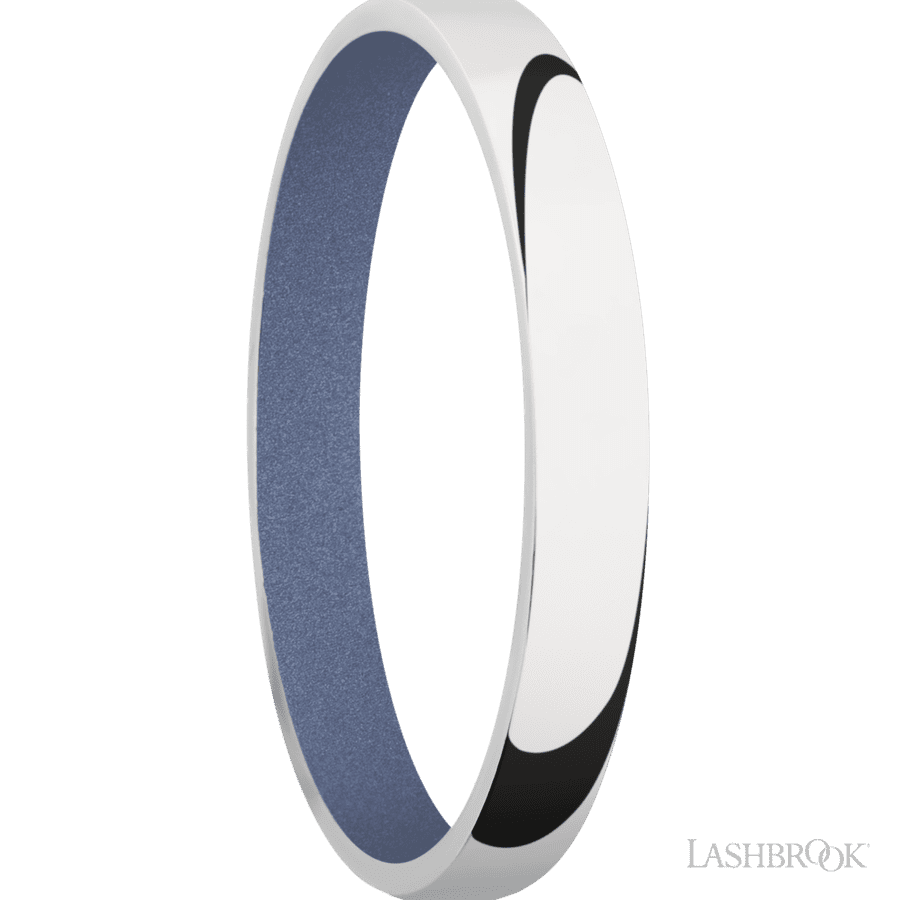 3 mm wide Domed 10K White Gold band featuring a Crushed Orchid sleeve.
