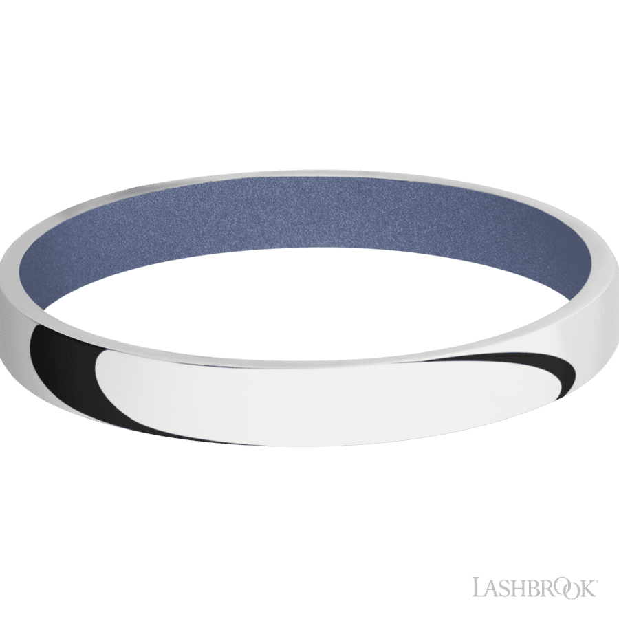 3 mm wide Domed 10K White Gold band featuring a Crushed Orchid sleeve.