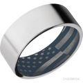 8 mm wide Flat Cobalt Chrome band featuring a Navy Blue sleeve.
