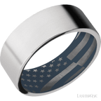 8 mm wide Flat Cobalt Chrome band featuring a Navy Blue sleeve.