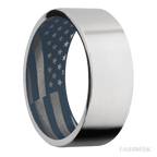 8 mm wide Flat Cobalt Chrome band featuring a Navy Blue sleeve.